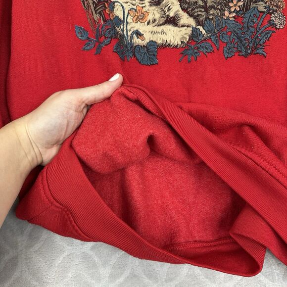 Vtg 90s Puppy Kitten Crewneck Sweatshirt Womens Small Red Dog Cat Granny Novelty - Picture 3 of 11